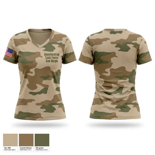 Womens Short Sleeve Vneck Shirt, Counterdrug Task Force - San Diego, Army, Teamtime, Team time, sublimation, custom sports apparel, team uniforms, spirit wear, spiritwear, sports uniforms, custom shirts, team store, custom team store, fundraiser sports, apparel fundraiser
