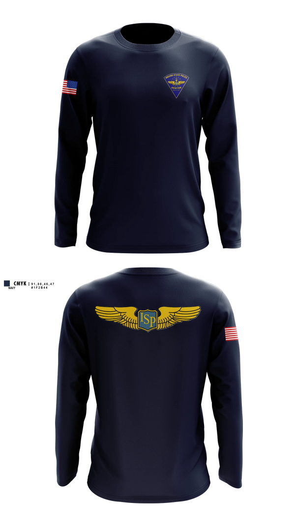 Long Sleeve Performance Shirt, Indiana State Police Aviation Unit, Police, Teamtime, Team time, sublimation, custom sports apparel, team uniforms, spirit wear, spiritwear, sports uniforms, custom shirts, team store, custom team store, fundraiser sports, apparel fundraiser