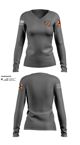 Womens Long Sleeve Vneck Shirt, 434th FA BDE H2F, Army, Teamtime, Team time, sublimation, custom sports apparel, team uniforms, spirit wear, spiritwear, sports uniforms, custom shirts, team store, custom team store, fundraiser sports, apparel fundraiser