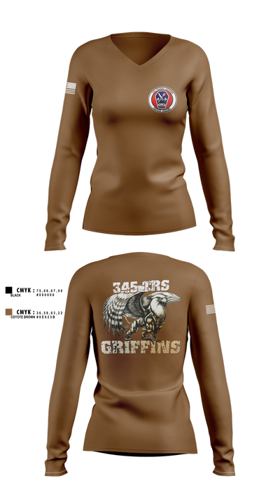 345th TRS 44562231 Women's Long Sleeve V-neck Shirt - 2 (2)
