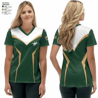 PLAINFIELD JUNIOR CATS FOOTBALL/CHEER Women's Short Sleeve V-neck Shirt -2