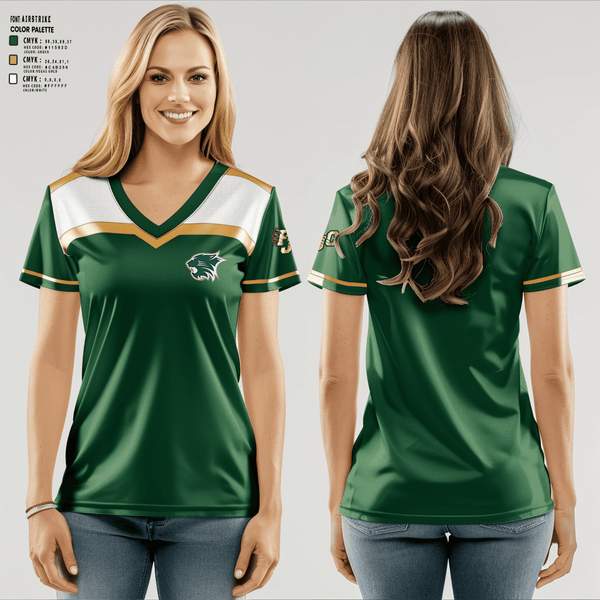 PLAINFIELD JUNIOR CATS FOOTBALL/CHEER Women's Short Sleeve V-neck Shirt -3