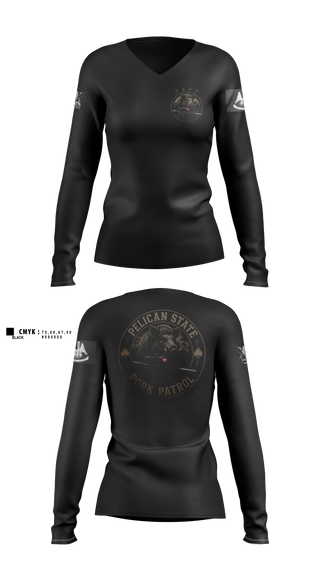 Womens Long Sleeve Vneck Shirt, Shadow Scouts, , Teamtime, Team time, sublimation, custom sports apparel, team uniforms, spirit wear, spiritwear, sports uniforms, custom shirts, team store, custom team store, fundraiser sports, apparel fundraiser