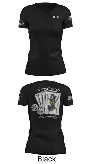 Womens Short Sleeve Vneck Shirt, Bravo Company 532ND Military Battalion, , Teamtime, Team time, sublimation, custom sports apparel, team uniforms, spirit wear, spiritwear, sports uniforms, custom shirts, team store, custom team store, fundraiser sports, apparel fundraiser