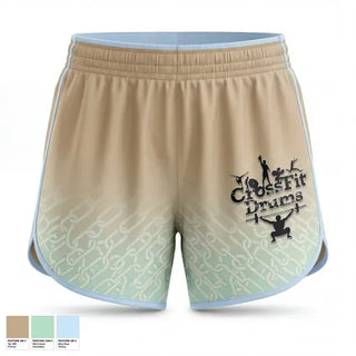 Womens Shorts, CrossFit Drums, Spirit Store, Teamtime, Team time, sublimation, custom sports apparel, team uniforms, spirit wear, spiritwear, sports uniforms, custom shirts, team store, custom team store, fundraiser sports, apparel fundraiser
