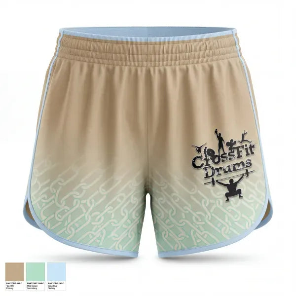 Womens Shorts, CrossFit Drums, Spirit Store, Teamtime, Team time, sublimation, custom sports apparel, team uniforms, spirit wear, spiritwear, sports uniforms, custom shirts, team store, custom team store, fundraiser sports, apparel fundraiser