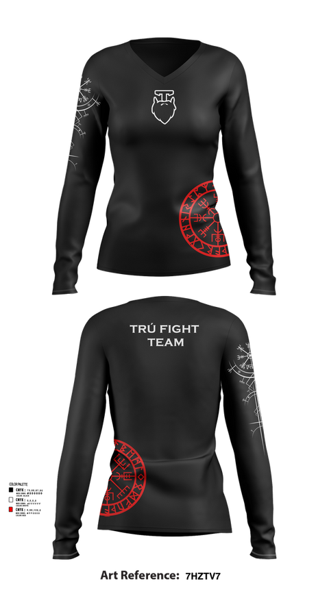 Womens Long Sleeve Vneck Shirt, Trú Fight Team, Spirit Store, Teamtime, Team time, sublimation, custom sports apparel, team uniforms, spirit wear, spiritwear, sports uniforms, custom shirts, team store, custom team store, fundraiser sports, apparel fundraiser