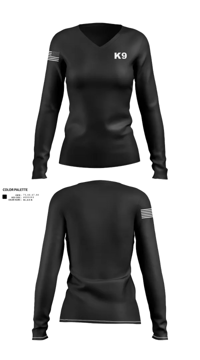 K9 91592369 Women's Long Sleeve V-neck Shirt - 21