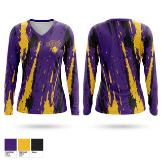 Womens Long Sleeve Vneck Shirt, Hobart Bolts, Softball, Teamtime, Team time, sublimation, custom sports apparel, team uniforms, spirit wear, spiritwear, sports uniforms, custom shirts, team store, custom team store, fundraiser sports, apparel fundraiser
