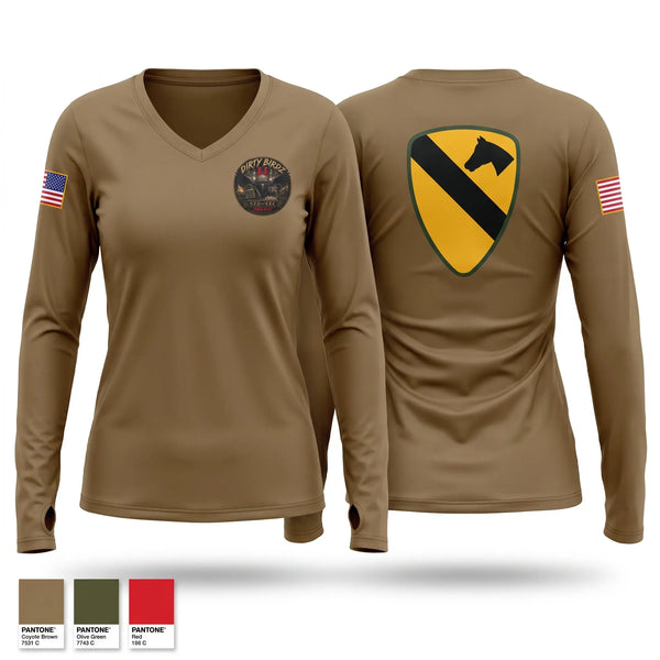 Womens Long Sleeve Vneck Shirt, 572nd CEC 3rd PLT, Army, Teamtime, Team time, sublimation, custom sports apparel, team uniforms, spirit wear, spiritwear, sports uniforms, custom shirts, team store, custom team store, fundraiser sports, apparel fundraiser