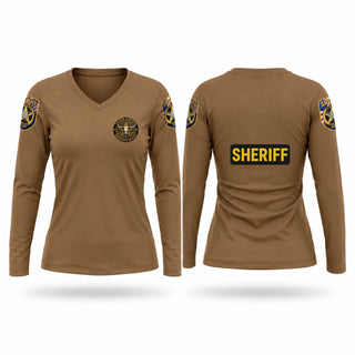 Womens Long Sleeve Vneck Shirt, Yuma County Sheriff’s Office, Police, Teamtime, Team time, sublimation, custom sports apparel, team uniforms, spirit wear, spiritwear, sports uniforms, custom shirts, team store, custom team store, fundraiser sports, apparel fundraiser