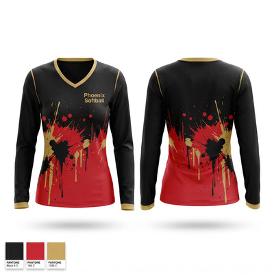 Phoenix Softball Women's Long Sleeve V-neck Shirt - 1