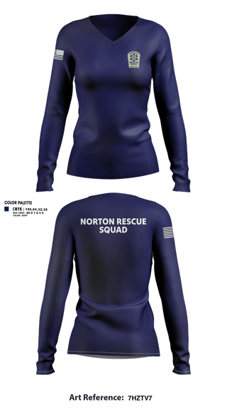 Womens Long Sleeve Vneck Shirt, Norton Rescue Squad, Fire Department, Teamtime, Team time, sublimation, custom sports apparel, team uniforms, spirit wear, spiritwear, sports uniforms, custom shirts, team store, custom team store, fundraiser sports, apparel fundraiser