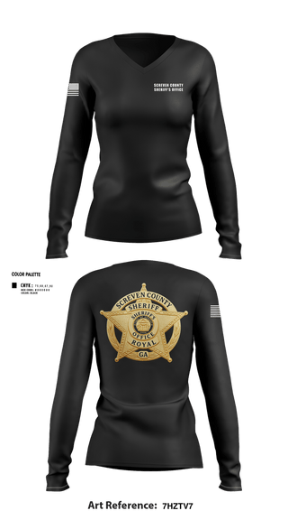 Womens Long Sleeve Vneck Shirt, Screven County Sheriff’s Office, Police, Teamtime, Team time, sublimation, custom sports apparel, team uniforms, spirit wear, spiritwear, sports uniforms, custom shirts, team store, custom team store, fundraiser sports, apparel fundraiser