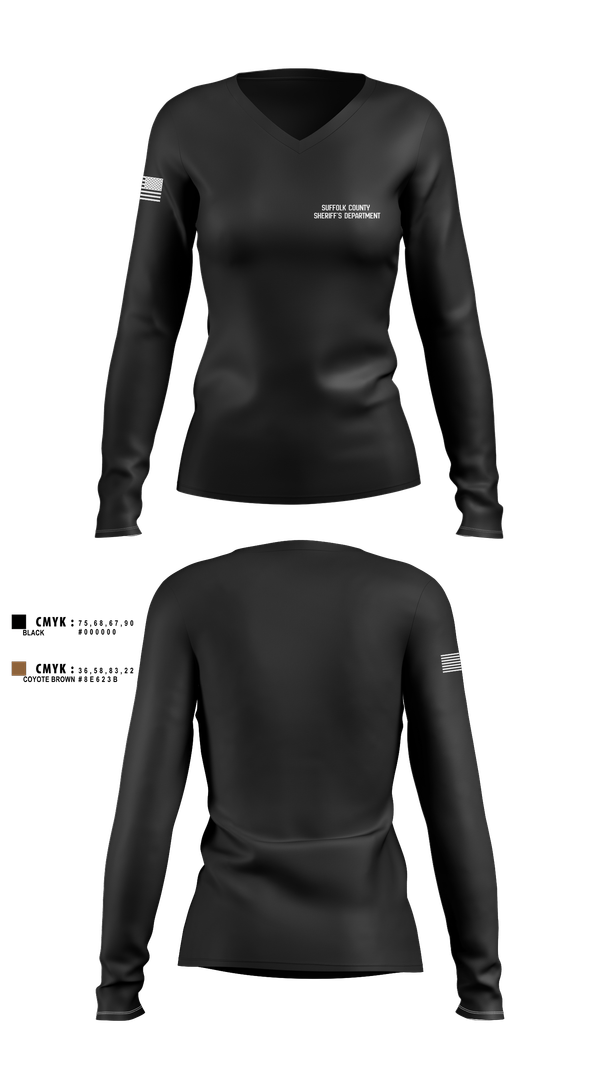Womens Long Sleeve Vneck Shirt, Suffolk County Sheriff’s Department, , Teamtime, Team time, sublimation, custom sports apparel, team uniforms, spirit wear, spiritwear, sports uniforms, custom shirts, team store, custom team store, fundraiser sports, apparel fundraiser