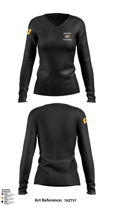 Westgate High School Volleyball 18819670 Women's Long Sleeve V-neck Shirt - 12