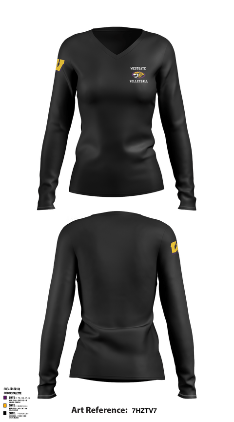 Westgate High School Volleyball 18819670 Women's Long Sleeve V-neck Shirt - 12