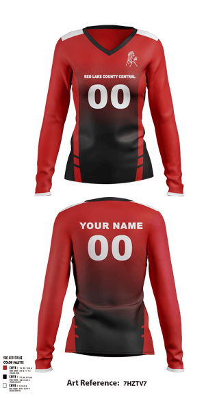 Red Lake County Central Volleyball 76259613 Women's Long Sleeve V-neck Shirt - 1