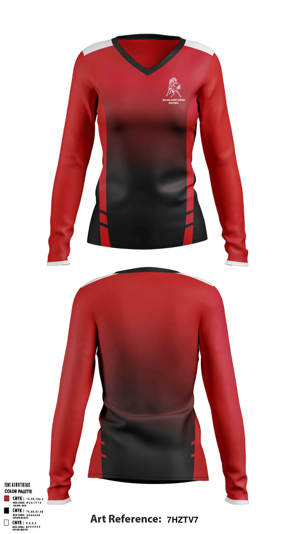 Red Lake County Central Volleyball 76259613 Women's Long Sleeve V-neck Shirt - 2