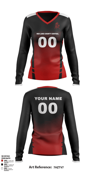 Red Lake County Central Volleyball 76259613 Women's Long Sleeve V-neck Shirt - 3