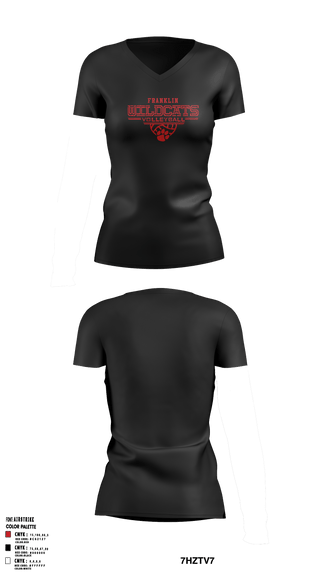 Franklin Senior High School Volleyball 23457023 Women's Short Sleeve V-neck Shirt - 4