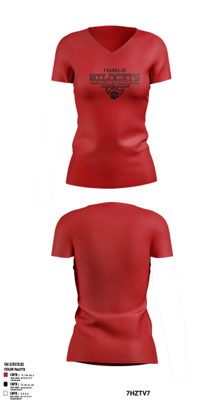 Franklin Senior High School Volleyball 23457023 Women's Short Sleeve V-neck Shirt - 5