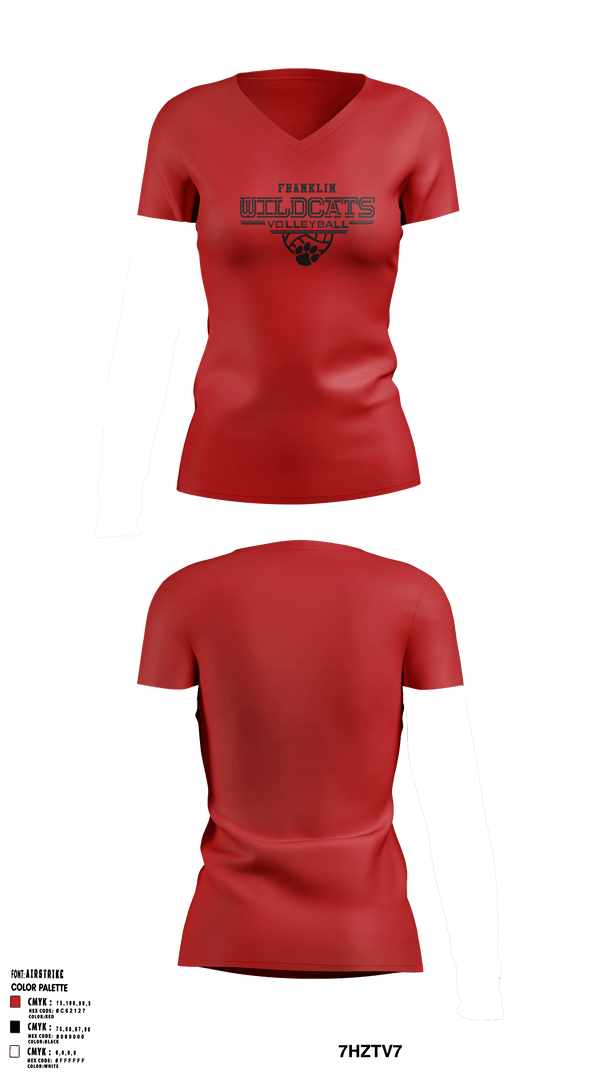 Franklin Senior High School Volleyball 23457023 Women's Short Sleeve V-neck Shirt - 5
