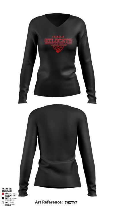 Franklin Senior High School Volleyball 23457023 Women's Long Sleeve V-neck Shirt - 4