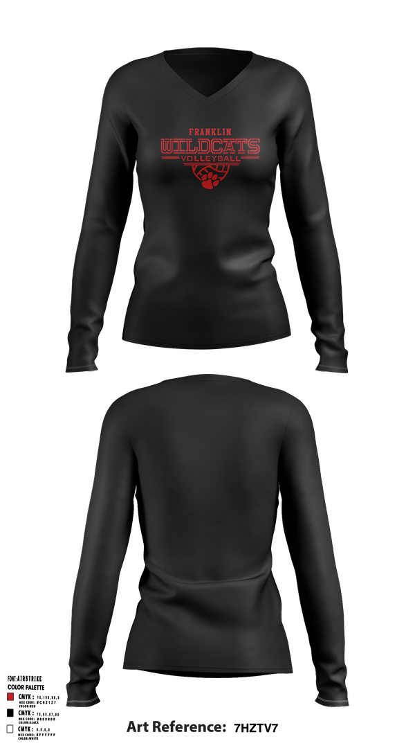 Franklin Senior High School Volleyball 23457023 Women's Long Sleeve V-neck Shirt - 4
