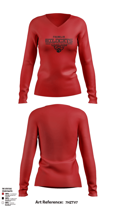 Franklin Senior High School Volleyball 23457023 Women's Long Sleeve V-neck Shirt - 5