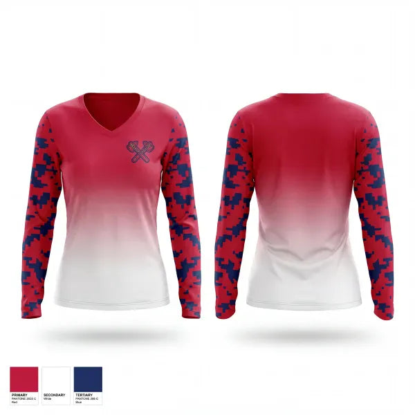 Womens Long Sleeve Vneck Shirt, Alaska Legion Baseball, Baseball, Teamtime, Team time, sublimation, custom sports apparel, team uniforms, spirit wear, spiritwear, sports uniforms, custom shirts, team store, custom team store, fundraiser sports, apparel fundraiser