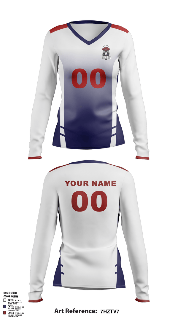 Victory Baptist Academy Volleyball 64921832 Women's Long Sleeve V-neck Shirt -1