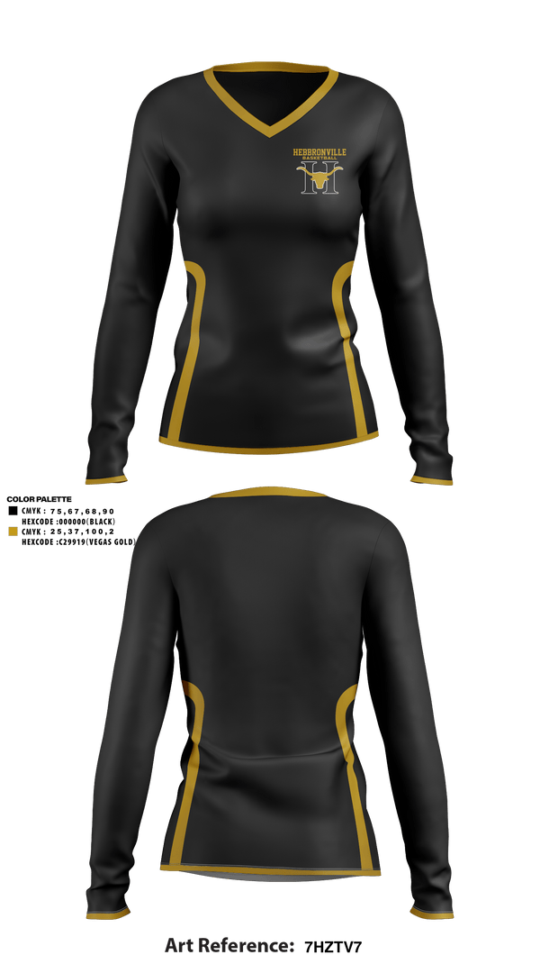 Hebbronville Junior High School Basketball 17170374 Women's Long Sleeve V-neck Shirt - 1