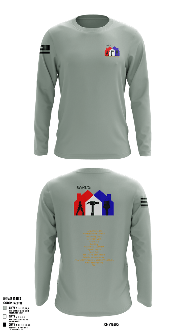 Earl's Handyman Home Repair ETC 89145223 Long Sleeve Performance Shirt - 2