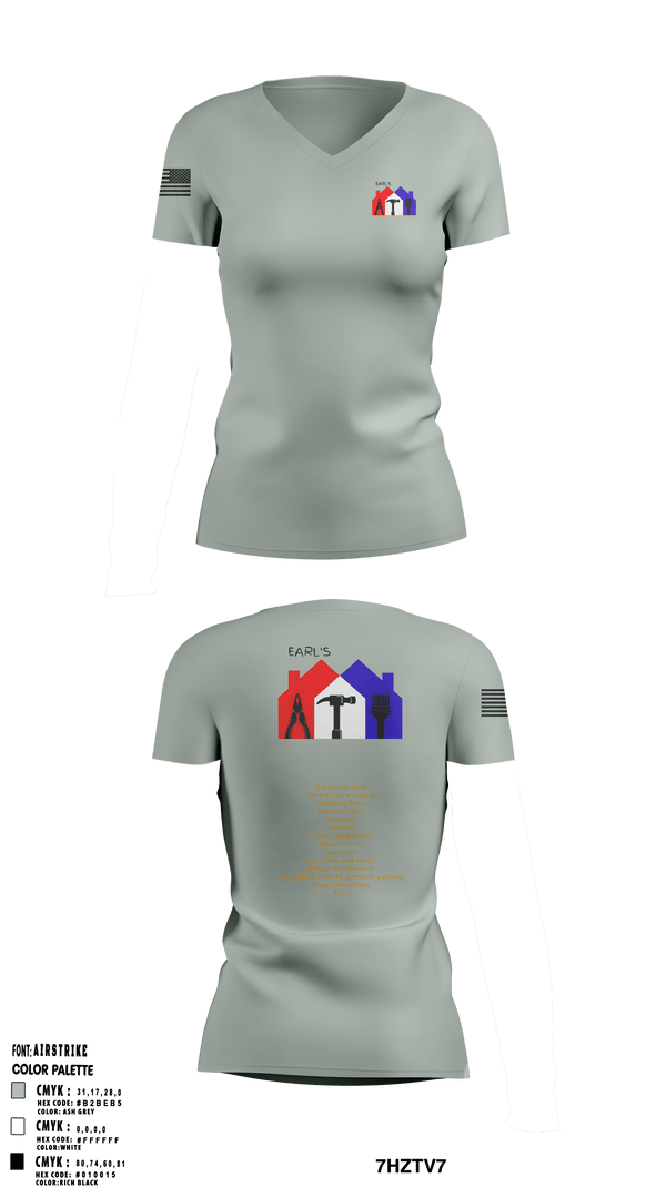Earl's Handyman Home Repair ETC 89145223 Women's Short Sleeve V-neck Shirt - 2