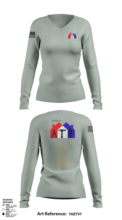 Earl's Handyman Home Repair ETC 89145223 Women's Long Sleeve V-neck Shirt - 2