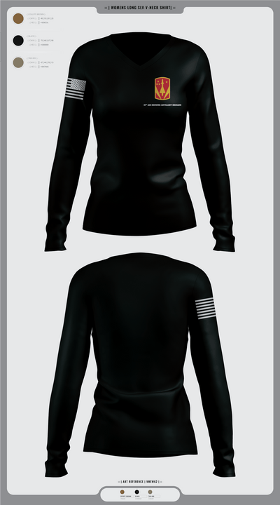 31st Air Defense Artillery Brigade 63211625 Women's Long Sleeve V-neck Shirt - 1