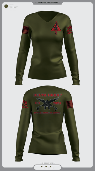 Delta Group 53732086 Women's Long Sleeve V-neck Shirt - 1