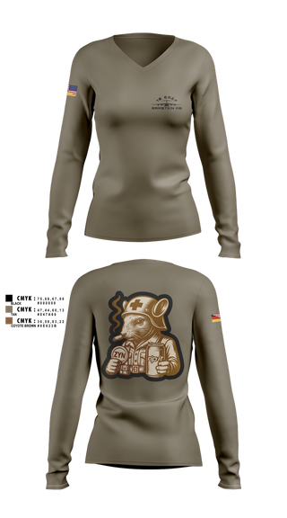 Womens Long Sleeve Vneck Shirt, 10 EAEF Bronze Crew, , Teamtime, Team time, sublimation, custom sports apparel, team uniforms, spirit wear, spiritwear, sports uniforms, custom shirts, team store, custom team store, fundraiser sports, apparel fundraiser