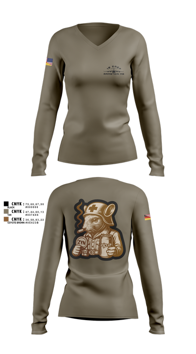 10 EAEF Bronze Crew 32641505 Women's Long Sleeve V-neck Shirt - 3