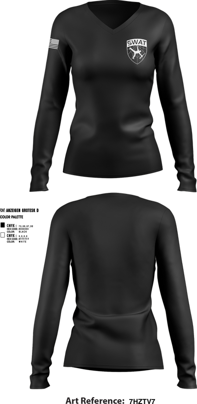 SWAT 94821555 Women's Long Sleeve V-neck Shirt - 1 (1)