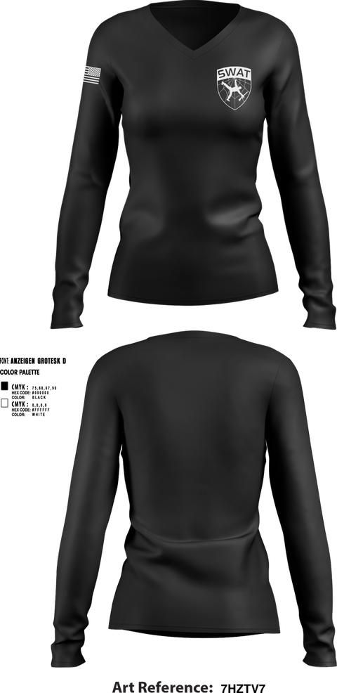 Womens Long Sleeve Vneck Shirt, SWAT, , Teamtime, Team time, sublimation, custom sports apparel, team uniforms, spirit wear, spiritwear, sports uniforms, custom shirts, team store, custom team store, fundraiser sports, apparel fundraiser