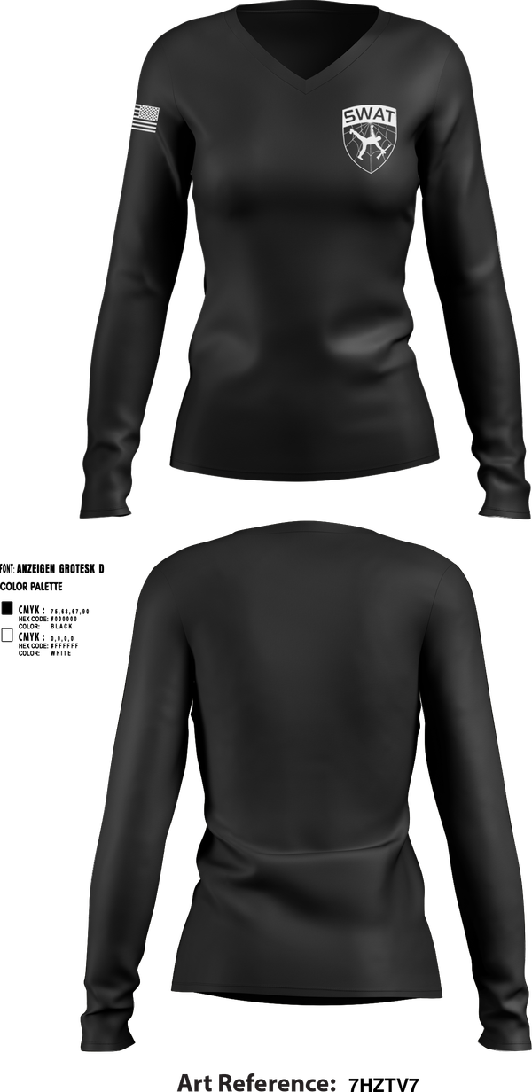 Womens Long Sleeve Vneck Shirt, SWAT, , Teamtime, Team time, sublimation, custom sports apparel, team uniforms, spirit wear, spiritwear, sports uniforms, custom shirts, team store, custom team store, fundraiser sports, apparel fundraiser