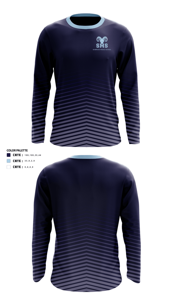Seabrook Middle School Cross Country 67061489 Long Sleeve Performance Shirt - 1