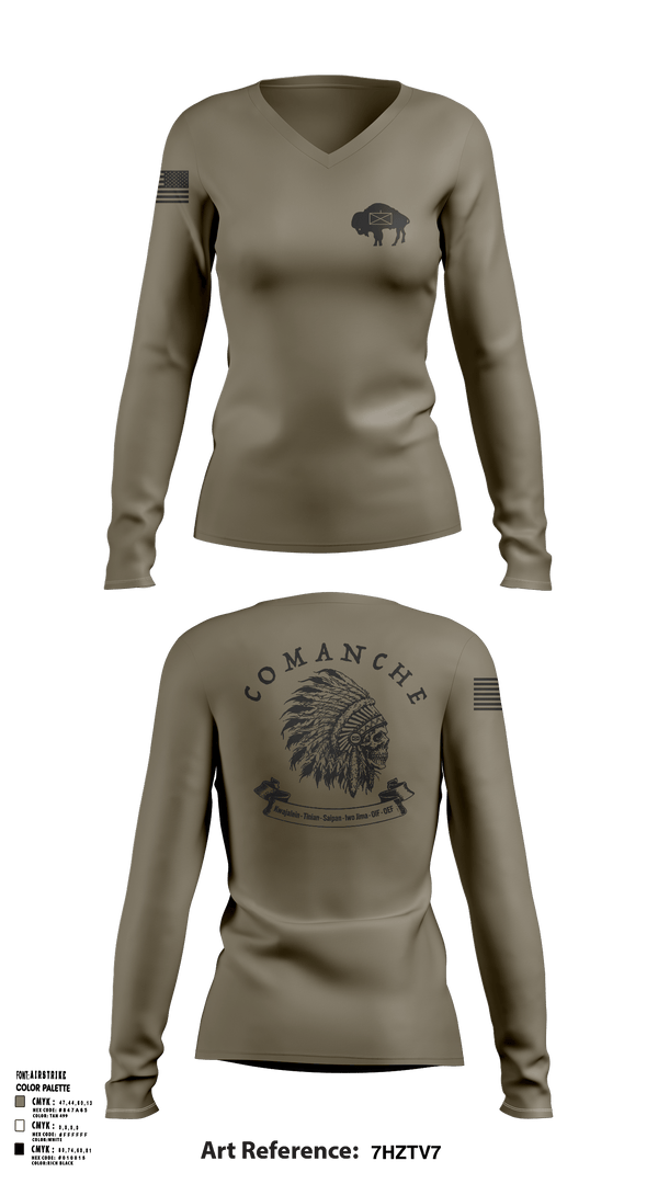 charlie-1-25-buffalo Women's Long Sleeve V-neck Shirt -3