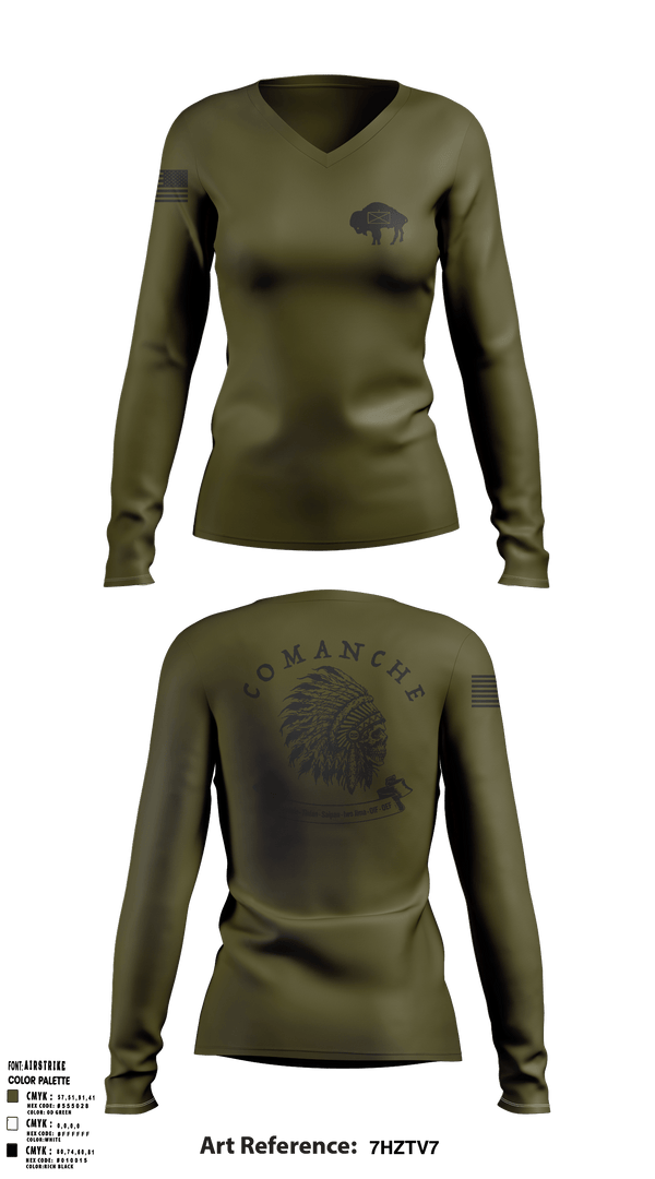 charlie-1-25-buffalo Women's Long Sleeve V-neck Shirt -2