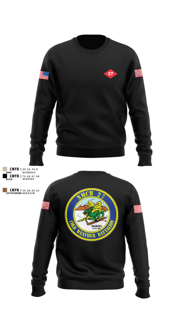 Crew Neck Sweatshirt, NMCB  27, Navy, Teamtime, Team time, sublimation, custom sports apparel, team uniforms, spirit wear, spiritwear, sports uniforms, custom shirts, team store, custom team store, fundraiser sports, apparel fundraiser