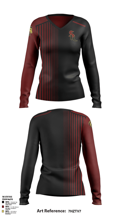 Shadow Ridge High School Badminton 80575503 Women's Long Sleeve V-neck Shirt - 1