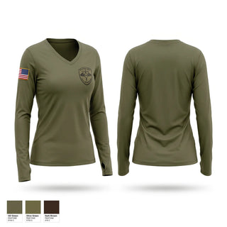 Womens Long Sleeve Vneck Shirt, STOP/DVI, Police, Teamtime, Team time, sublimation, custom sports apparel, team uniforms, spirit wear, spiritwear, sports uniforms, custom shirts, team store, custom team store, fundraiser sports, apparel fundraiser