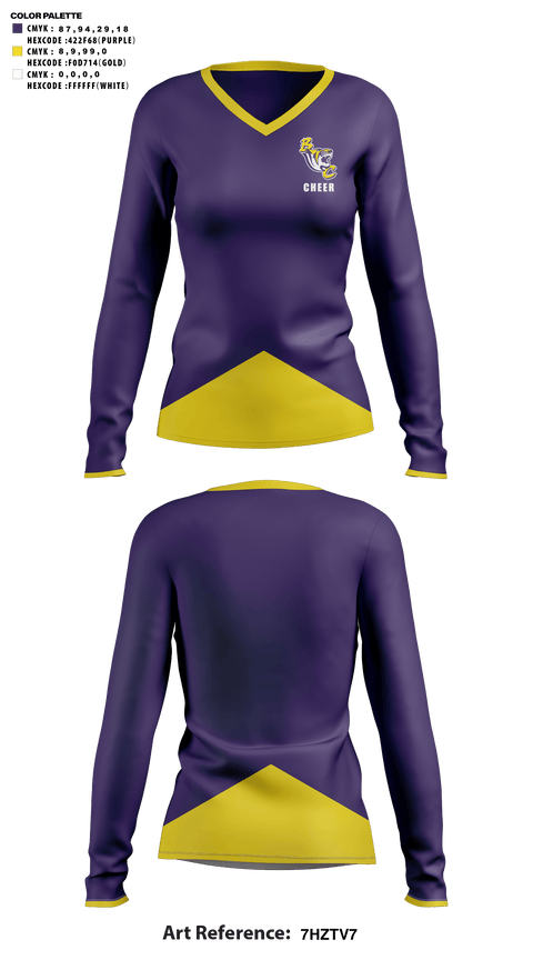 Benedict College Cheer 88121362 Women's Long Sleeve V-neck Shirt - 42